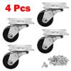 4 шт. поворотных ролика, 1-дюймовые серебристые резиновые мебельные колеса с верхними пластинами, винты