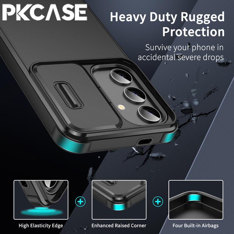 PKCASE Чехол с раздвижным окном для Samsung S25 S24 S23 FE S22 Note 10 Plus 20 Ultra A56 A36 A16 A06 A54 A55 A35 A25 A15 A05 Чехол