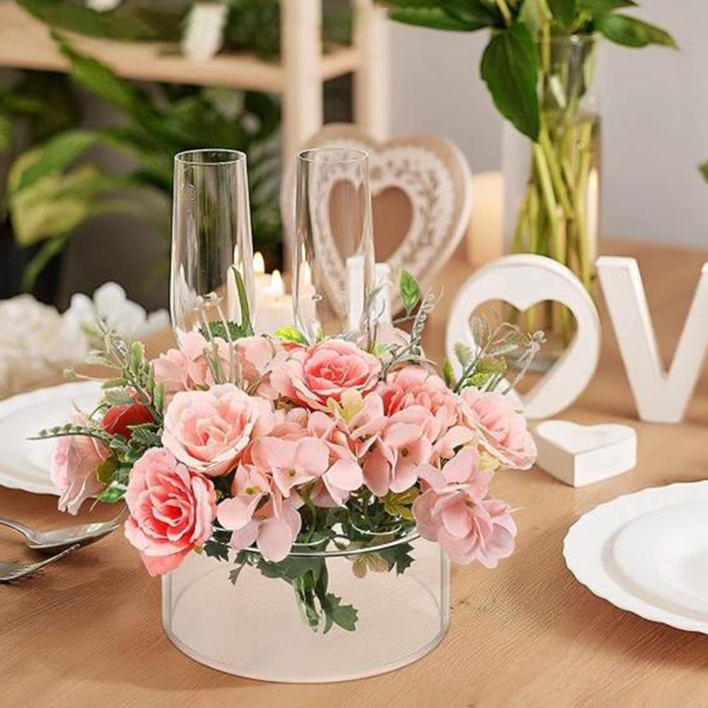 Прозрачная акриловая ваза для цветов, цветочная аранжировка, герметичный стол, цветочный центральный элемент, многофункциональная 12 отверстий для домашнего и свадебного декора