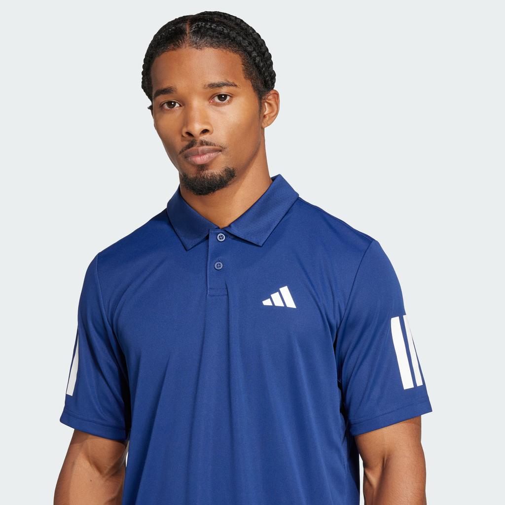 adidas Мужская темно-синяя футболка-поло Tennis с тремя полосками