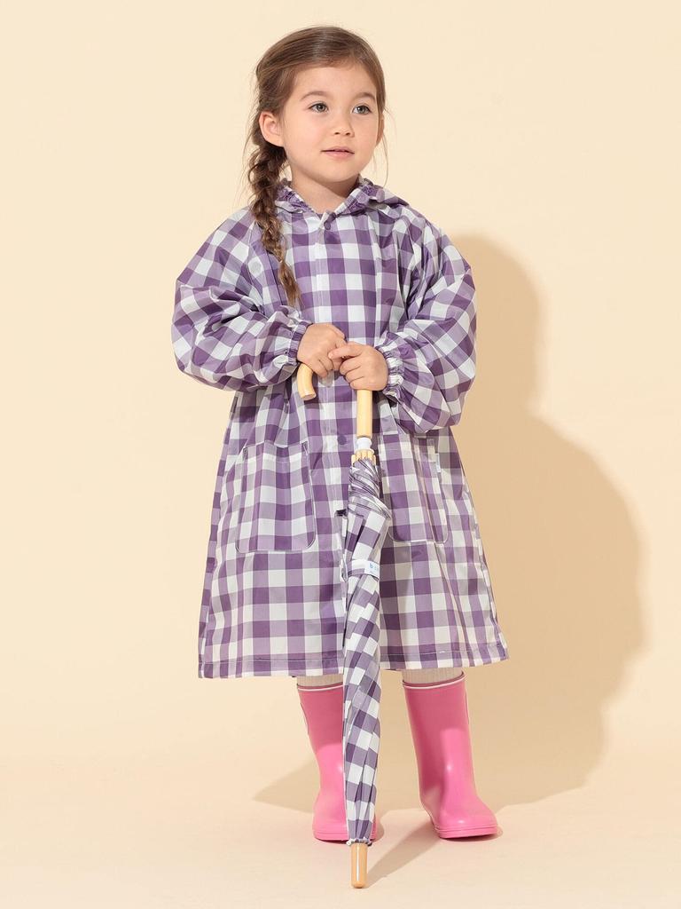 Детская клетчатая сумка-тоут Gingham, школьный размер 19, фиолетовый 55190204375 [Kodomo Beams], (90-130см), Детский, Клетка, 100,