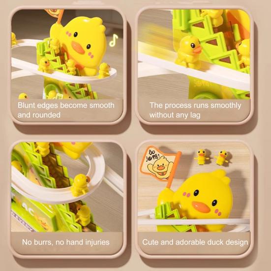 Игрушка «Утка, поднимающаяся по лестнице, горка» со светодиодной подсветкой и музыкой для малышей, электрическая игрушка «Американские горки с утками», трек для скольжения, гоночный трек с 12 маленькими утками