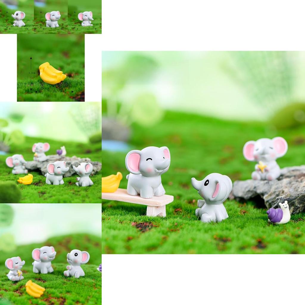 Adorable Resin Elephant Figurine Cute Desk Ornament For Fairy Garden Decoration