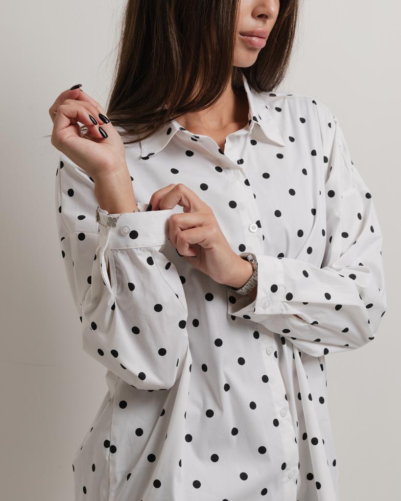 Blouse Modalinda 7664 44 Black and White Polka Dot