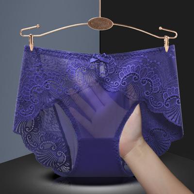 Сексуальное кружевное женское нижнее белье большого размера с бесшовной сеткой из прозрачного антибактериального хлопка с треугольным узором