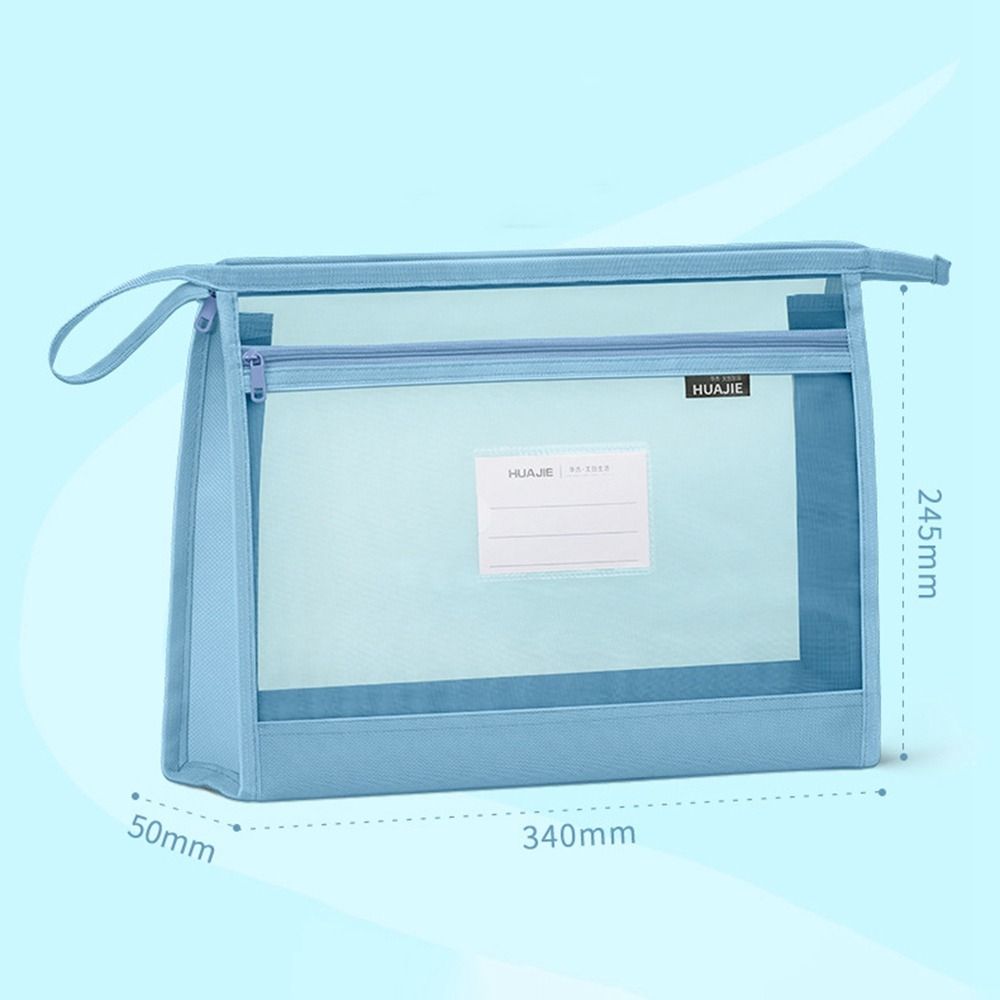 Прозрачная сетчатая сумка на молнии, сумка для хранения данных большой емкости, школьные канцелярские принадлежности