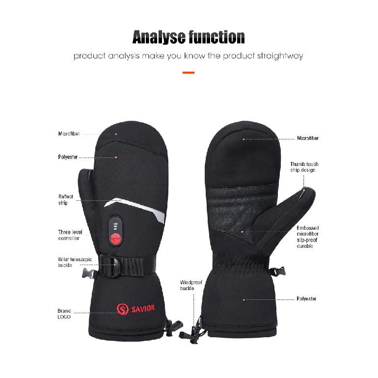 Waterproof Snowboard Cycling Motorcycle Bicycle Skiing Winter Gloves Crab Finger Style Heating Hand Warm Electric Thermal Gloves