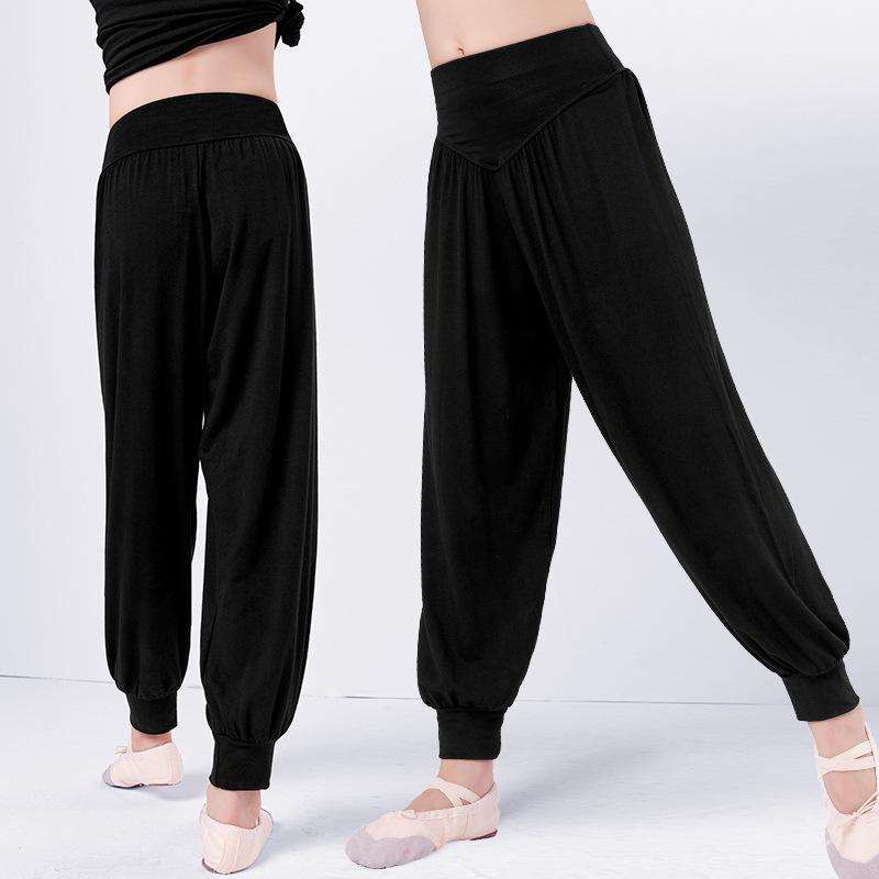 Черные детские штаны-шаровары для танцев для мальчиков и девочек - Длинные брюки для латиноамериканской практики на весну и осень