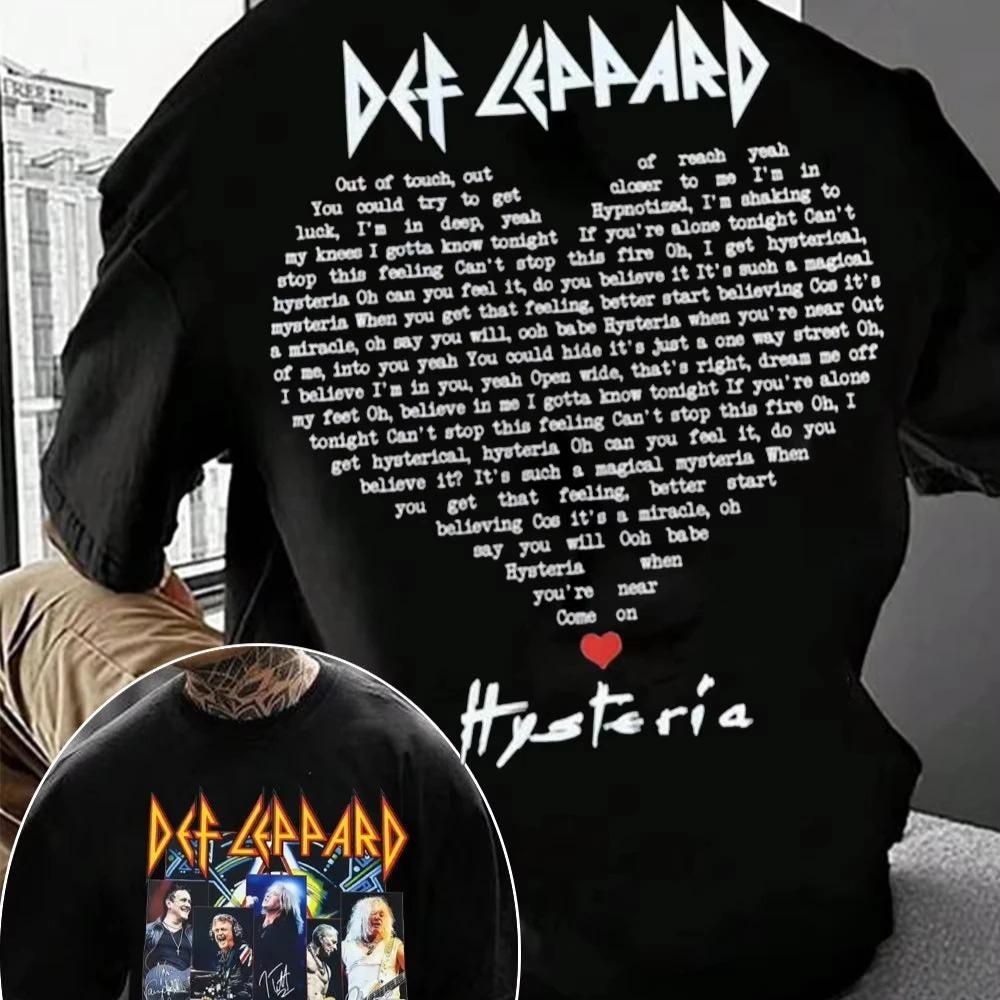 2026 Унисекс Одежда Хлопок Нормкор Футболка Группа Def Leppard Хипстер Ретро Уличная Мода Унисекс Мода Свободная Женская Повседневная Рубашка