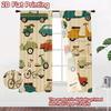 2D FLAT PRINTING 2pcs Curtains (Without Rod) Retro Cars and Scooters Popular Curtains&Drapes 100% Polyester Curtains Art Deco