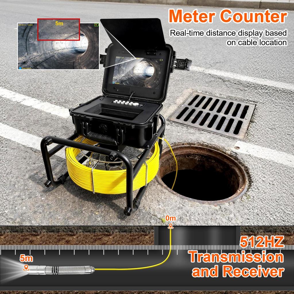 High-Definition Waterproof Sewer Inspection Camera with Zoom and Video Detection