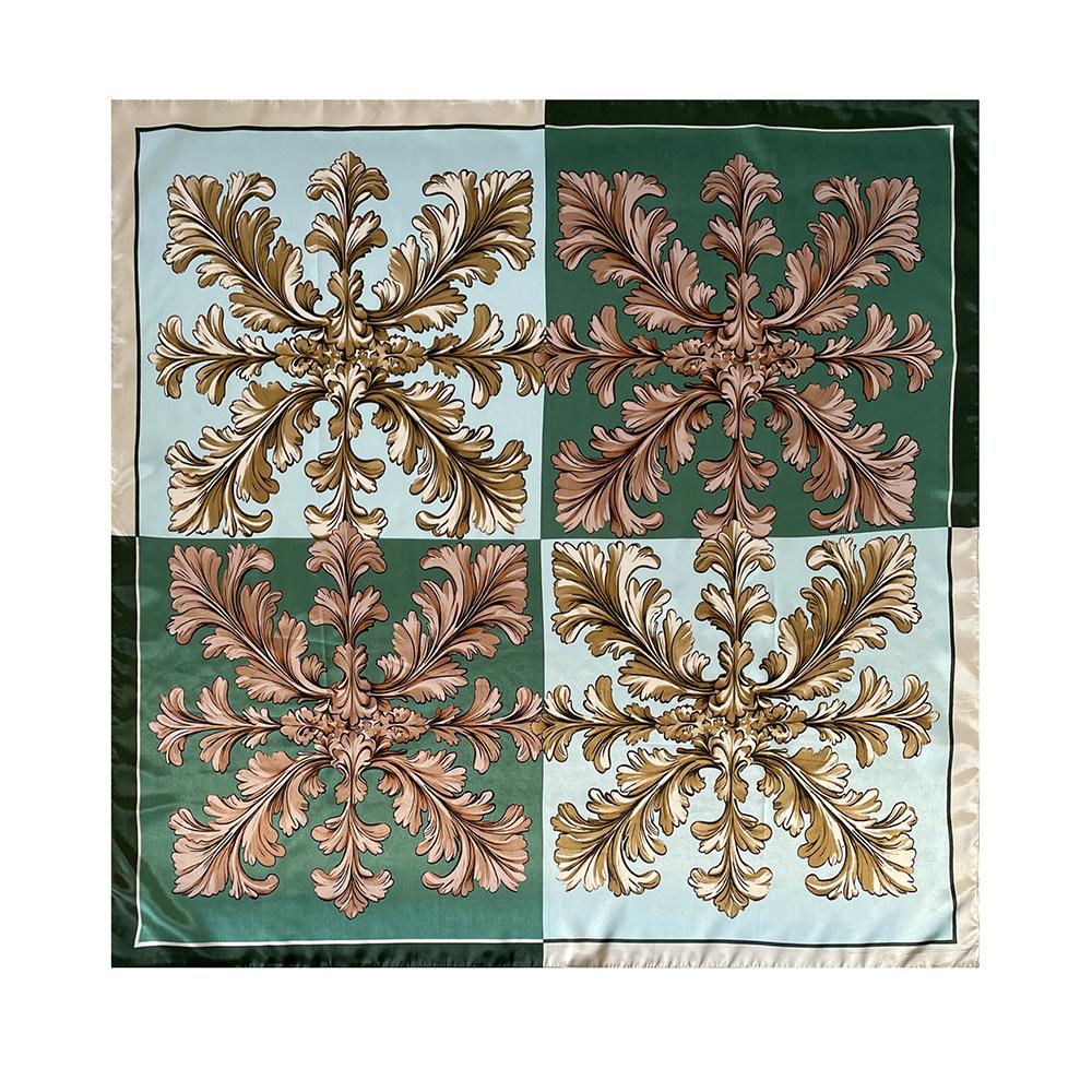 90cm Scarf, Headscarf, Women’s Two-Tone Printed Fashionable Versatile Shawl, Rayon Square Scarf