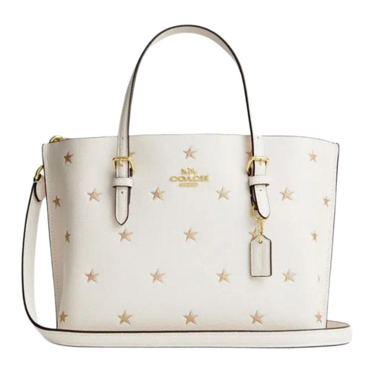 Coach Mollie Logo Star Print Leather Tote Bag Women tote Chalk White CW022-IMCAH