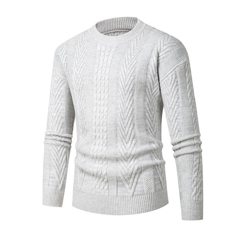 Жаккардовый вязаный свитер свободного большого размера мужской новый с широкими плечами с круглым вырезом пуловер зимний повседневный свитер