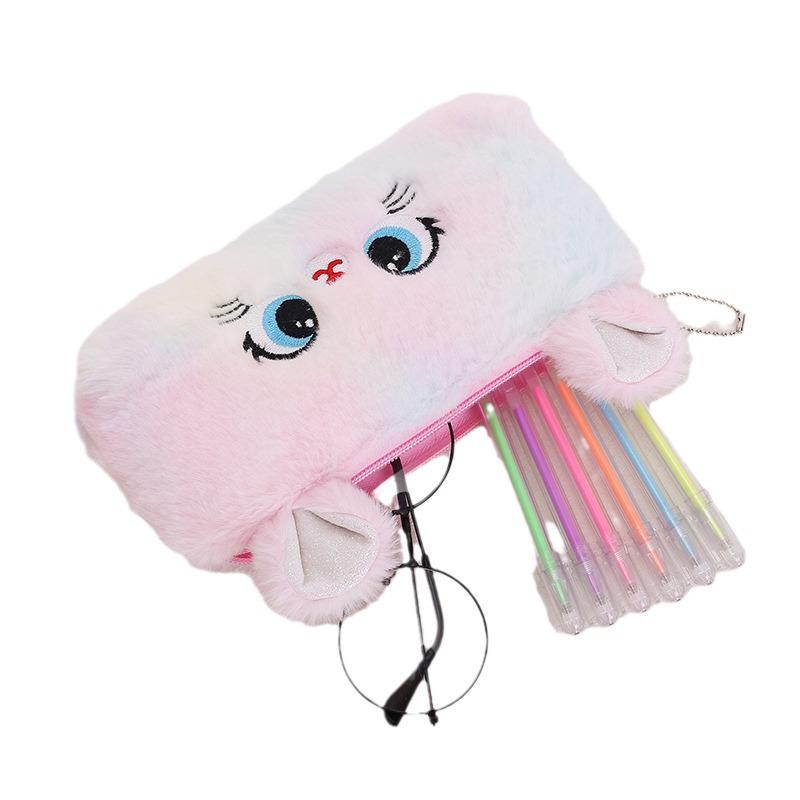 Adorable Kitten Plush Pencil Bag with Large Capacity – Girlish Heart Pencil Case