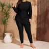 Large Size Swimsuit Solid Color Conservative Long-sleeved Trousers Sun Protection Quick-drying Swimming Surfing Suit