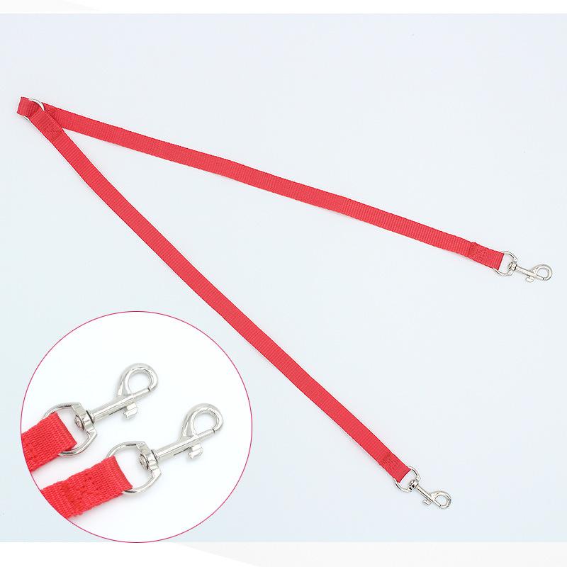 Nylon Double Pulling Head Handle One Drag Two Dog Leash Dogs Hand Holding Rope Durable Pet Dog Leashes Solid Color Pet