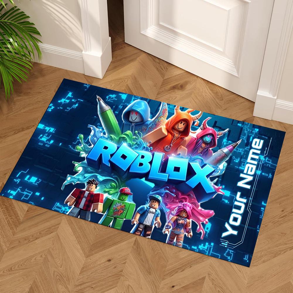 Roblox Customized Name Floor Rug Office Rug Suitable for Dormitory Dining Room Foyer Kitchen Antislip Carpet Decorate Offices Birthday/Christmas Gift