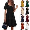 Женские модные повседневные однотонные платья с квадратным вырезом и коротким рукавом в горошек