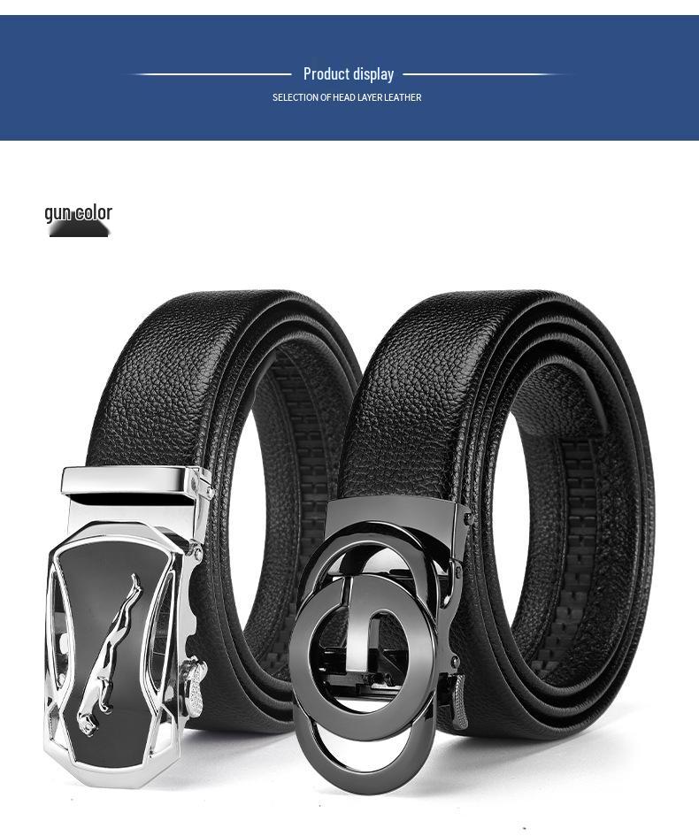 Мужской ремень из натуральной кожи с леопардовой пряжкой - Повседневный универсальный модный тренд