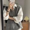 Vest V-neck Sweater Women's Outerwear Solid Color Loose Knit Stylish Vests & Waistcoats Women Sleeveless Vest Top Ladies Clothing