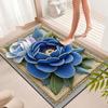 Rural Flower Mat 3D Stereoscopic Design Wear Resistant Crystal Velvet Carpet Creative Flower Pattern Non Woven Bottom