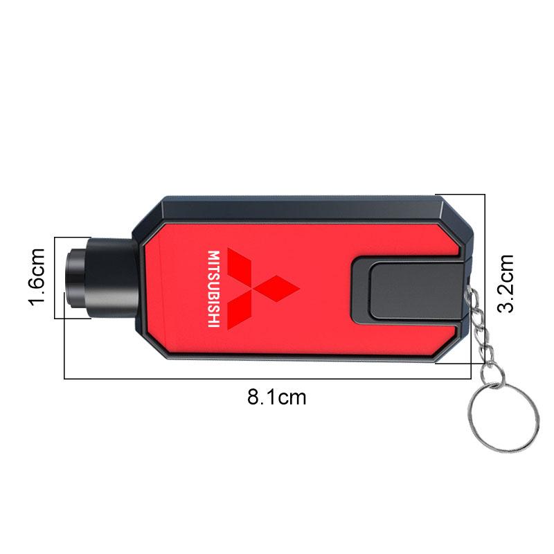 1Pcs Car Window Breaker Hammer, Seatbelt Cutter with Keychain Emblems For Mitsubishi Lancer ASX Mirage Pajero Xpander Attrage