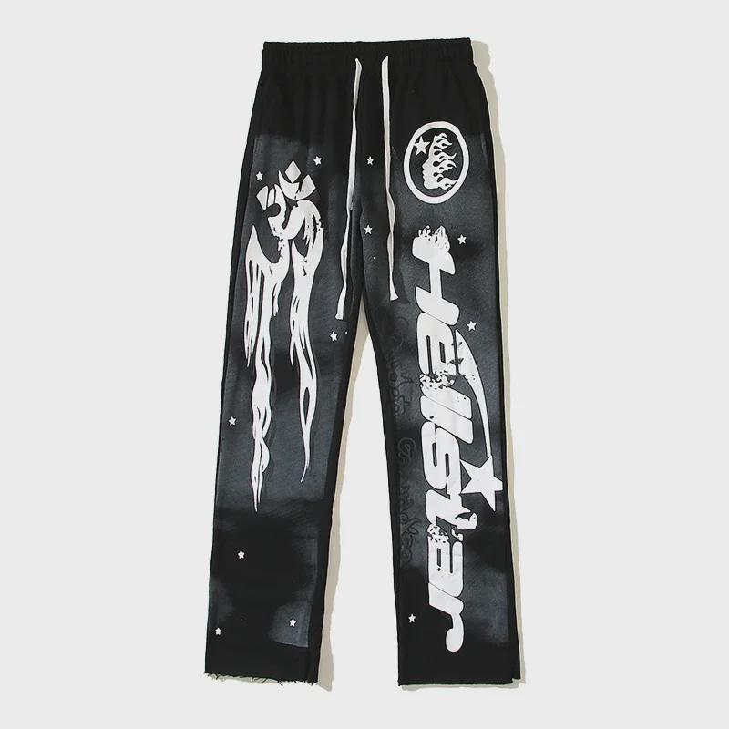 Спортивные брюки-клеш с принтом American Retro Star Grey Mud - унисекс