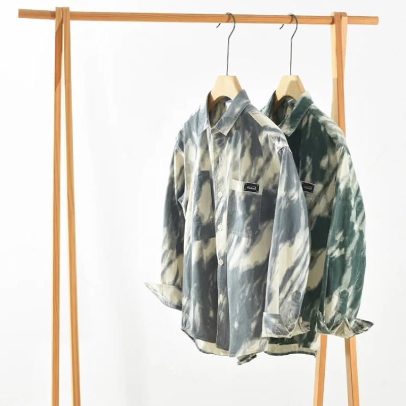 Новые модные рубашки с принтом Tie Dye, мужская модная уличная одежда, свободные повседневные мужские топы, рубашка из чистого хлопка с карманами, мужская одежда в стиле ретро