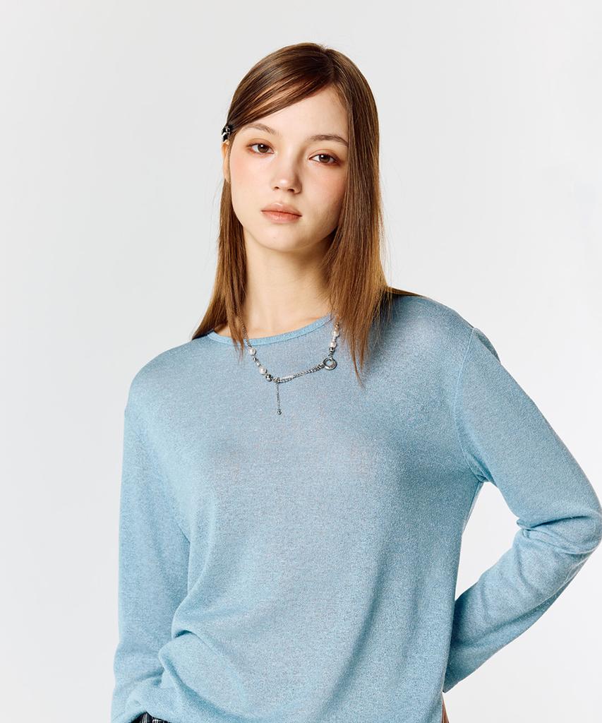 LARTIGENT L15 Knit Sleeve Tee (Sky Blue)