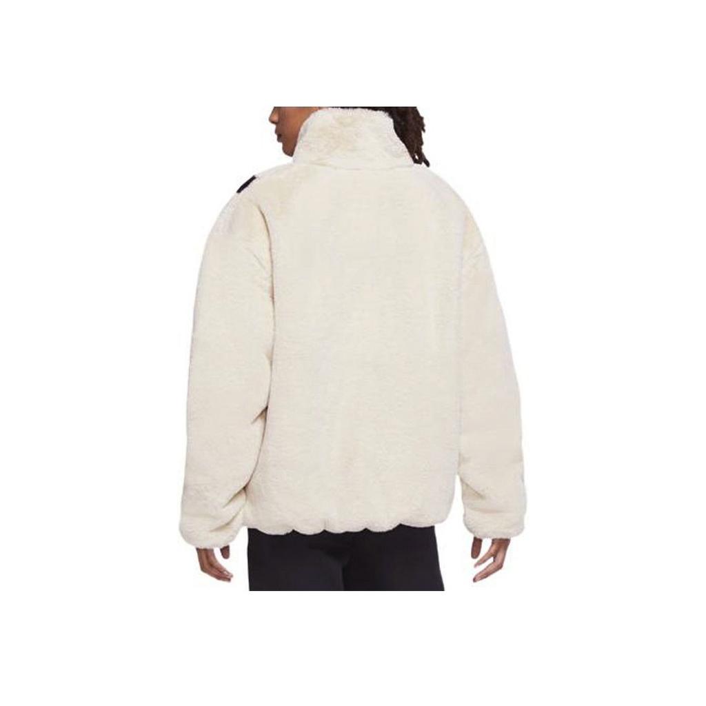 Nike Colorblock Large Logo Casual Sport Warm Faux Fur Jacket Women Jackets White DM1760-238