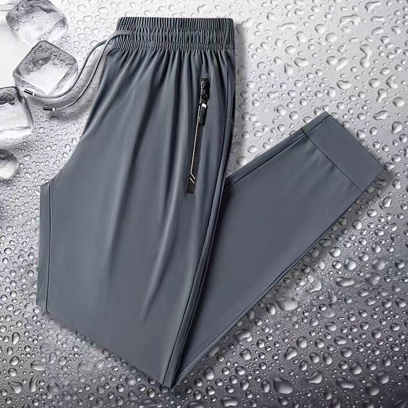 Мужские летние брюки из ледяного шелка, быстросохнущие, легкие, с эластичной талией