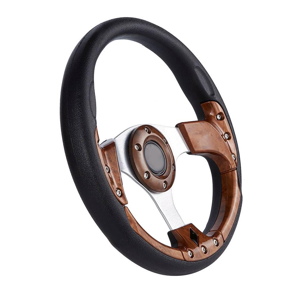 Автомобильный плоский руль WoodGrain с серебряными спицами, универсальный спортивный гоночный классический стиль