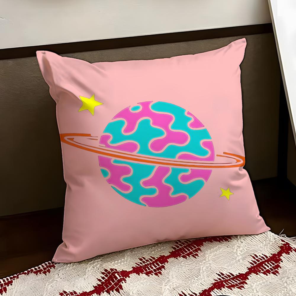 Orbiting Cartoon Planet Cushion Cover Reversible Soft Durable Pillow Cover Home  Car MultiScene Use for Daily Comfort