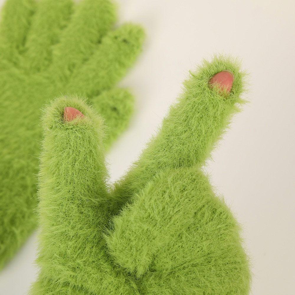 Long Fleece Plush Gloves Thermal Five Finger Gloves New Winter Thermal Gloves  Daily Wear