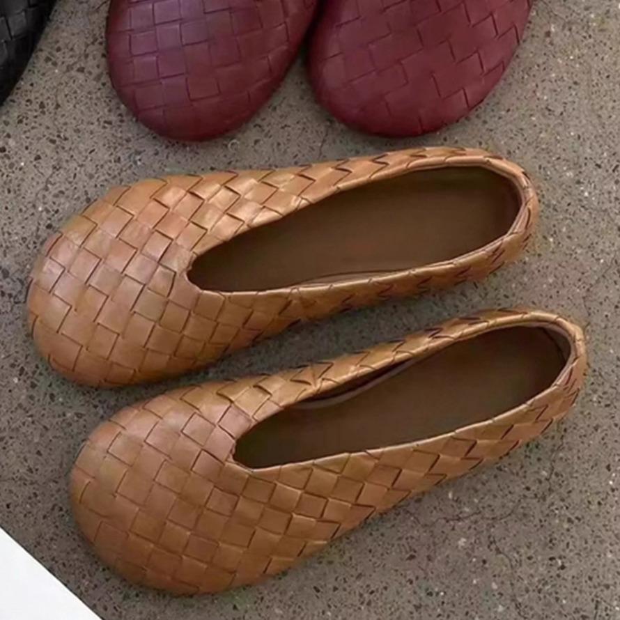 Версия из коровьей кожи~ Ретро кожаные плетеные туфли на плоской подошве для комфорта женщин в дороге, балетки Мэри Джейн с мягкой подошвой и неглубоким вырезом