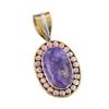 Natural Charoite Gemstone 925 Solid Sterling Silver Two Tone Pendant 1.50" q6P87