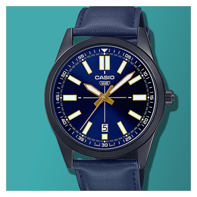 Casio Мужские часы CASIOSTANDARD со стрелочным циферблатом серия простой классический отображение даты общий статус хронометража водонепроницаемые кварцевые MTP-VD02BL-2E