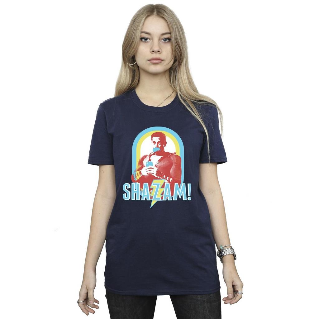 DC Comics Womens/Ladies Shazam Buble Gum Frame Cotton Boyfriend T-Shirt