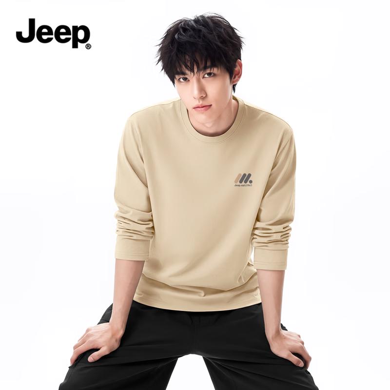 JEEP Unisex Heavyweight Cotton Relaxed Long Sleeve T-Shirt