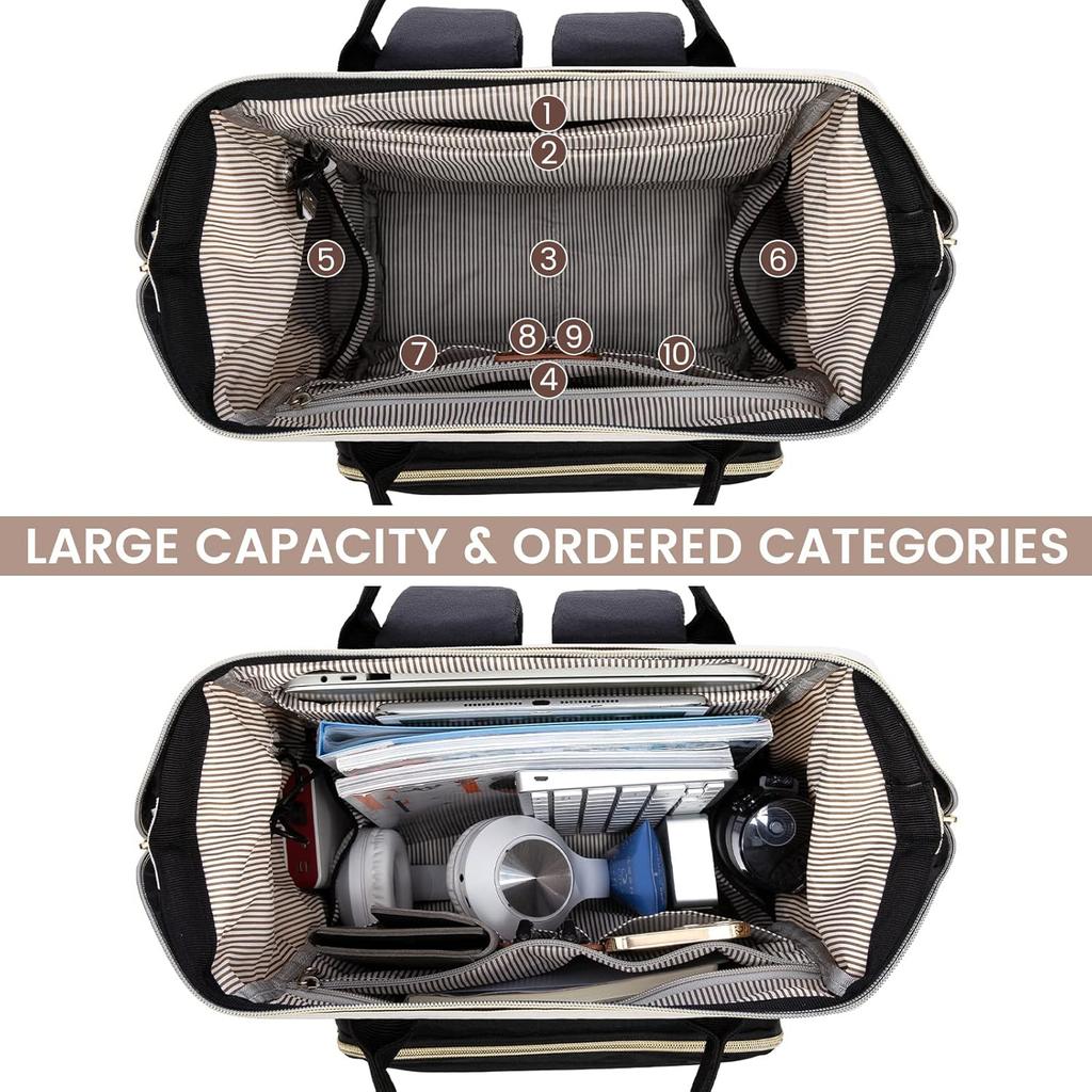 Women's Laptop Backpack, 15.6" Business Work Bag with USB, Large Waterproof College & Nurse Bookbag for Travel & School.