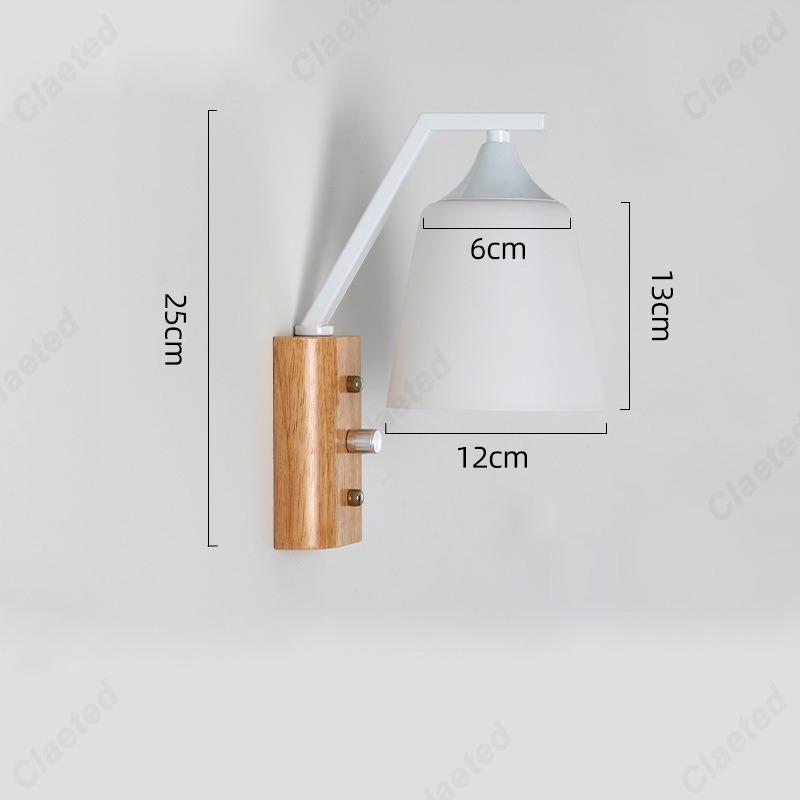 LED Glass Lampshade E27 Wooden Wall Lamp Bedroom Bedside Wall Lamp Home Living Room Bedroom Hallway Balcony Lighting Fixture