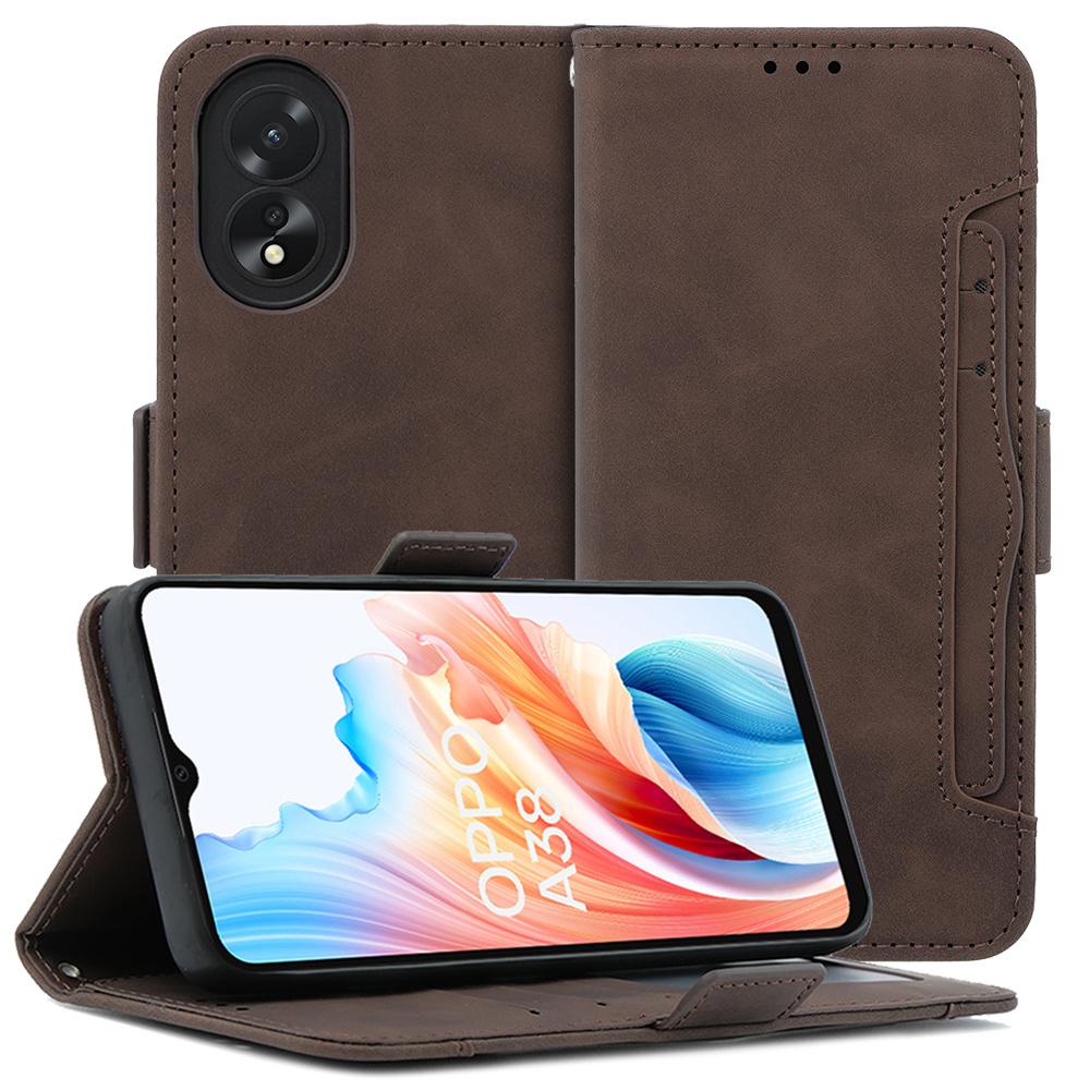 Flip Case for Oppo A38 / A18, Card Slot, Brown