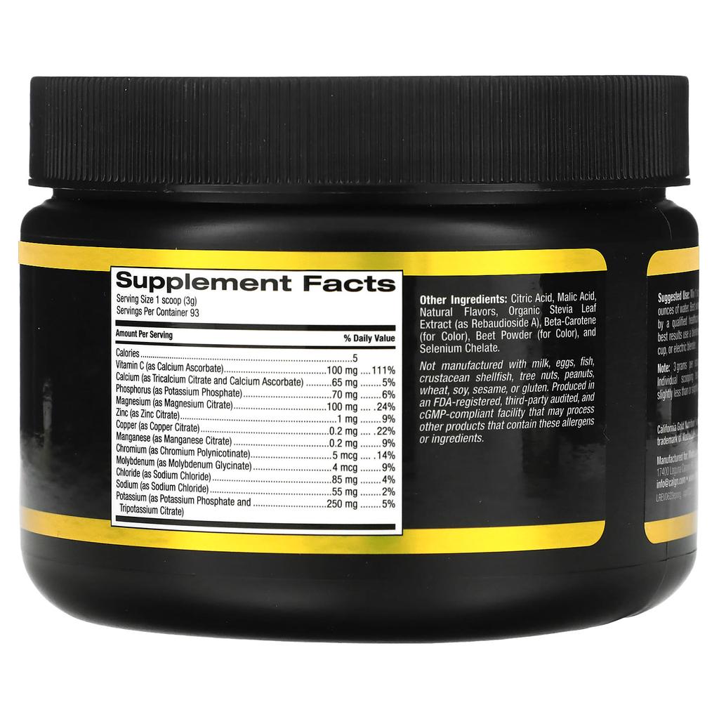 California Gold Nutrition Sports, Electrolyte Powder, Natural Orange Flavor, 9.84 Oz (279 G)