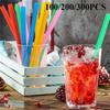 100/200/300Pcs Disposable Plastic Straws Colorful Party Event Drinking Straws Flexible Large Straight Tube Straw Bar Accessories 6*190mm