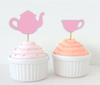 Darling Souvenir| Bridal Shower Tea Party Cupcake Topper| Birthday Dessert Decorations Tea Kettle Cup Cupcake Toppers - Pack Of