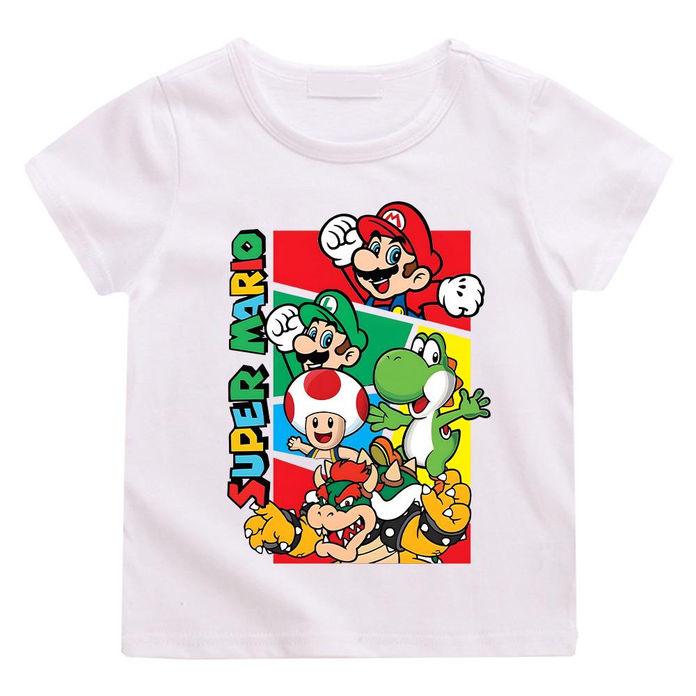 Super Marios for Children Cotton Tee Shirt Crewneck Short Sleeve T Shirt Anime Fashion for Boys Girls Clothing Cartoon Tees High Quality Casual Top