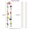 Cheerland Green Purple Gold Mardi Gras Mask Banner Paper Bead Garland Set for Mardi Gras Theme Party Decorations Triangle Flag Bunting for Fat