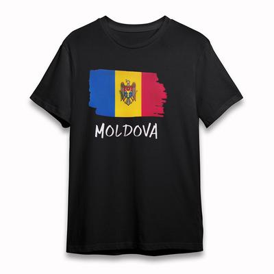 Женская хлопковая футболка Молдавский синий Желтый Красный Футболка Короткая Оверсайз Рубашка Черная