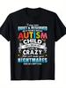 1PC Men'S Autism Awareness Puzzle Design T-Shirt - Soft Regular Fit Short Sleeve with Bold "Cra
